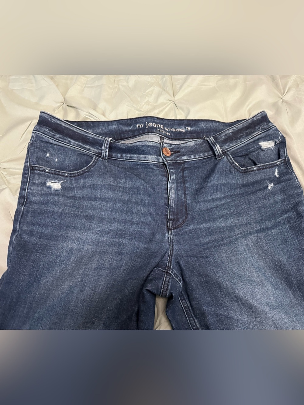 Women's Dark Blue Distressed Jeans